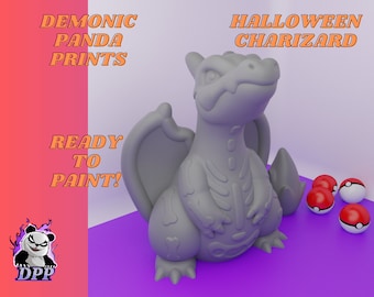 Halloween Skeleton Charizard - Figure - Resin - Unpainted - miniature figurines - gift for gamers - Charmander - Pikachu - Squirtle