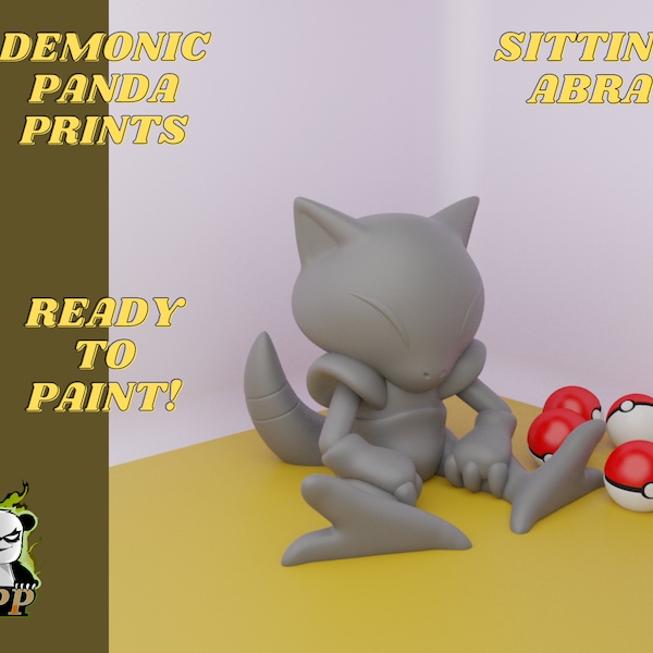 Abra Pokemon Figure - Resin - Unpainted - Cut gift - gift for gamers - Ready to Paint - Geek Prints - Nerd Printing