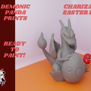 Easter Charizard - Pokemon Figure - Resin - Unpainted - Roses Love Hearts - gift for gamers - Ready to Paint