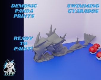 Gyarados Swimming Pokemon Resin Figure - Unpainted - gift for gamers - Ready to Paint - Gift for Him - Gift for Her - painting model