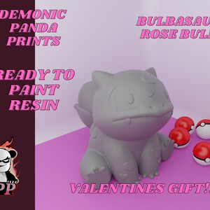 Valentine Bulbasaur Pokemon Figure - Resin - Unpainted - Sat or Standing miniature figurines - gift for gamers - Ready to Paint
