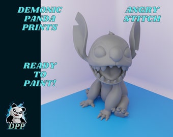 Angry Stitch Statue - Lilo and Stitch - Unpainted - Ready to Paint - Gift for Him - Gift for Her - Painting Model