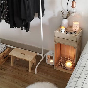 Footstool Nordic, footstool made of solid wood, step, footstool, step stool, solid wood furniture, home decor image 1