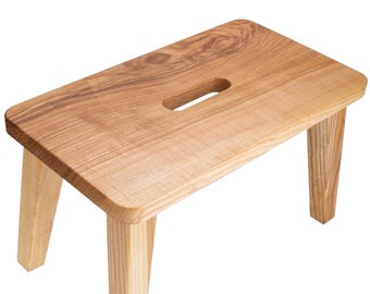 Tabouret en bois « ASH », escabeau huilé en bois massif, repose-pieds, tabouret décoratif, marchepied, marchepied, tabouret pour enfants, meubles en bois,