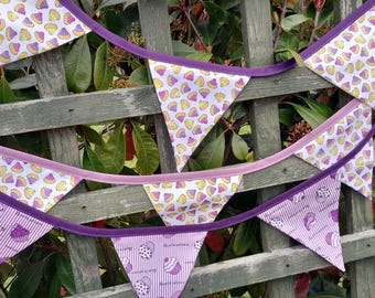 Cupcakes or Iced biscuits themed lengths of fabric bunting, double sided, kitchen / home decoration / garlands, double sided.