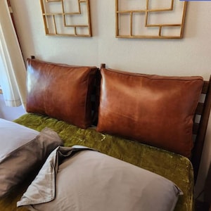 Genuine Leather Headboard Cushion Cover: Wall Hanging, King/Queen Bed