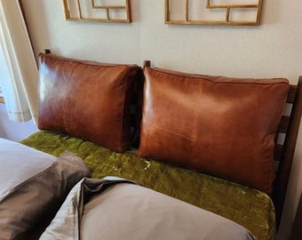 Genuine Leather Headboard Cushion Cover: Wall Hanging, King/Queen Bed
