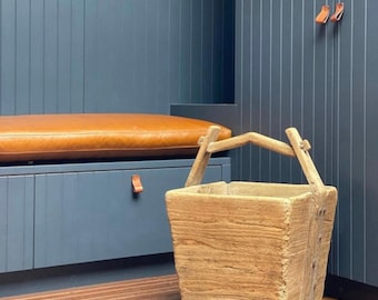 Full Grain Leather Bench Cushion Cover: Italian Saddle Leather Replacement
