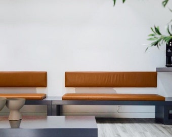 Custom Full Grain Leather Bench Cushion: Italian Saddle Leather