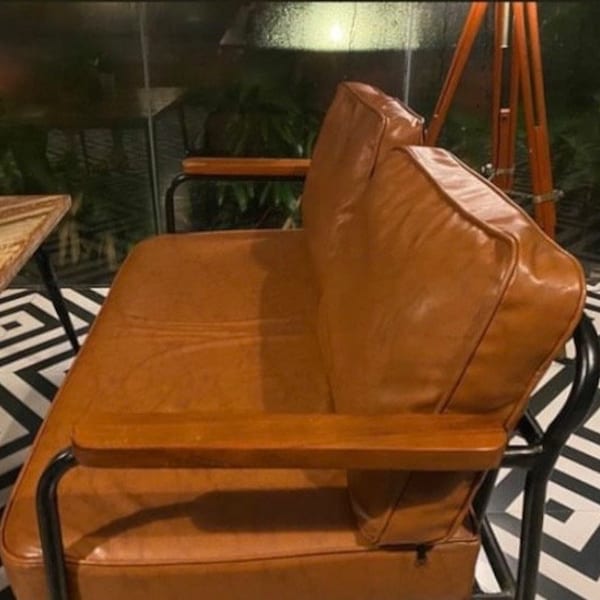 Custom Leather Chair Cushions, Morris Chair Style, With Inserts (Set of 2)