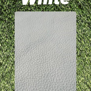May include: Close-up of a white leather texture. The leather has a pebbled surface.