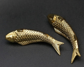 Solid Brass Fish cabinet knobs, Gold Unique drawer pulls Knobs, dresser cupboard pulls,babyroom kitchen door Handles Knobs, cabinet hardware