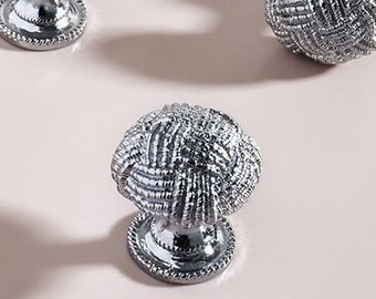 Boutons d'armoire en tricot argent massif, poignées en or vintage, poignée de commode, poignées d'armoire, poignées de garde-robe