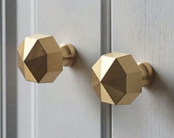 Octagon Brass Cabinet knobs, Soild brass drawer pulls knobs, Modern Door Kitchen Cupboard Dresser Knobs pulls, cabinet hardware