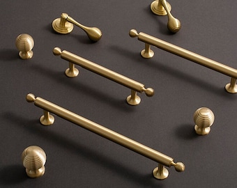 Luxury Gold Cabinet Handle and knob, Soild brass Drawer pulls, vintage Wardrobe Handle, Door Pulls Knobs, Kitchen hardware