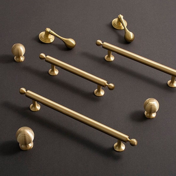 Brass kitchen Handles light luxury kitchen pulls cabinet Drawer pulls vintage Handle Dresser handle CabinetPulls Knobs Wardrobe Handles