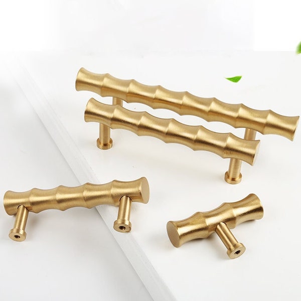 Brass Bamboo Door Handles T Bar kitchen Knobs Drawer pulls Handle Dresser handle Cabinet Handle Pulls Knobs Wardrobe Handles Knob