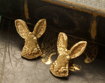 Solid brass rabbit cabinet knobs, gold animal drawer knobs pulls, door knobs, cabinet handles hardware, dresser wardrobe knobs pulls