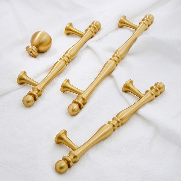 Solid Brass Minimalism cabinet knobs, Vintage Gold drawer knobs pulls, Wardrobe Dresser cupboard handles knobs, Cabinet hardware