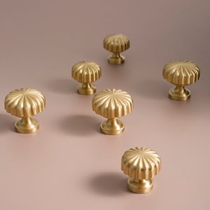 Solid Brass cabinet knobs, Vintage Gold drawer knobs pulls, sunflower Wardrobe Dresser cupboard handles knobs, Cabinet hardware zdjęcie 9