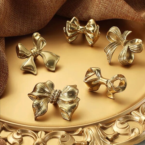 Brass Vintage Bow Drawer Pulls Etsy