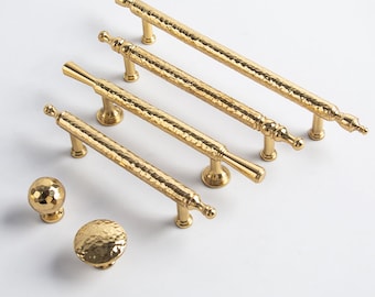 Soild Brass hammer gold Cabinet Handle Pulls, Drawer Dresser pulls handles, door kitchen cupboard wardrobe knobs pulls, cabinet hardware