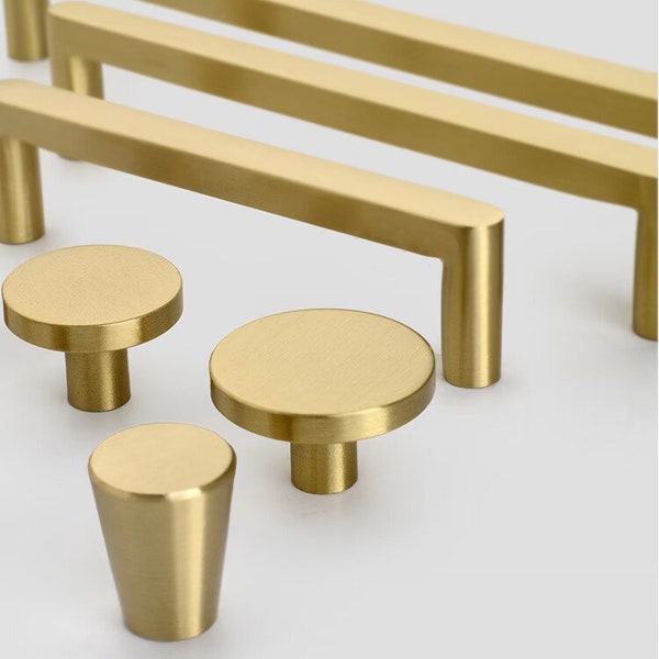 Modern Solid Brass Cabinet handles knobs, Gold Drawer Knobs pulls, Dresser Cupboard Wardrobe Door Pulls Handles, cabinet hardware