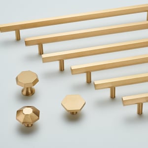 Solid Brass Modern Cabinet Pulls handles, Gold Drawer Knobs pulls, Dresser Cupboard Wardrobe Door Pulls Knobs,cabinet hardware