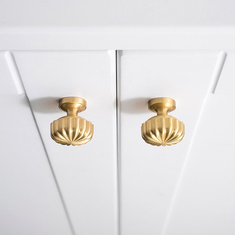 Solid Brass cabinet knobs, Vintage Gold drawer knobs pulls, sunflower Wardrobe Dresser cupboard handles knobs, Cabinet hardware zdjęcie 5