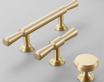 Solid Brass Cabinet Pulls Handles, Goldebrass drawer handles knobs, cabinet hardware, kitchen dresser door wardrobe pulls knobs