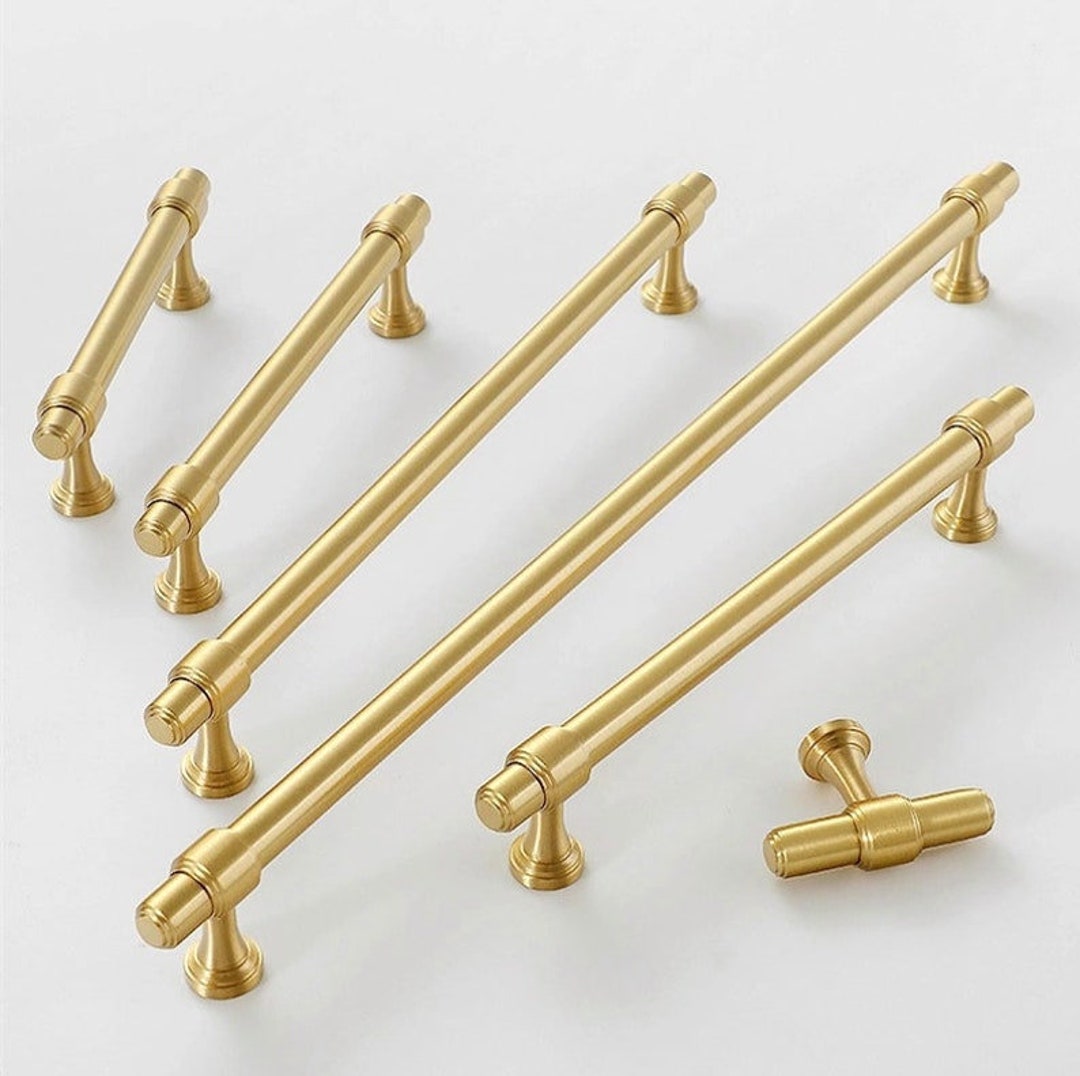 Gold Drawer Pulls Handle Kitchen T Bar Kitchen Knobs Brass Dresser ...