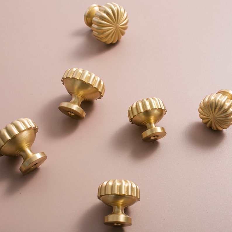 Solid Brass cabinet knobs, Vintage Gold drawer knobs pulls, sunflower Wardrobe Dresser cupboard handles knobs, Cabinet hardware zdjęcie 7