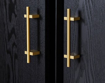 Soild Messing Gold Schrank Griff Pulls, Gold Schublade Pulls Griffe, Dresser Hardware Knäufe Griff Pulls T-Bar Knob Küchenknauf Türgriff