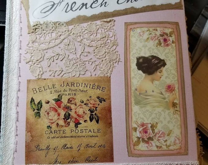 Altered book, junk journal, Paris theme, scrapbooking, ephemera book
