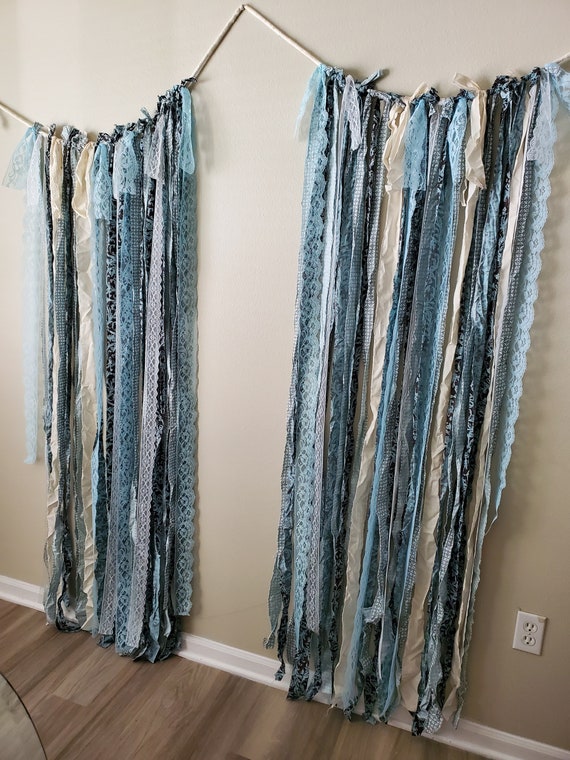 Boho wall decor, Gypsy curtain, wedding garland, backdrop curtain, tattered Fabric, rustic curtain,bedroom decor, photo booth decor.