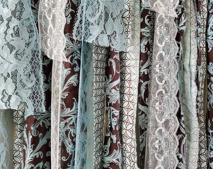 Boho wall decor, Gypsy curtain, wedding garland, backdrop curtain, tattered Fabric, rustic curtain,bedroom decor, photo booth decor.