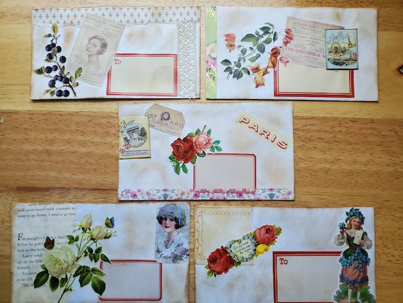 Embellished envelopes set, scrapbooking, ephemera.