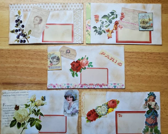 Embellished envelopes set, scrapbooking, ephemera.