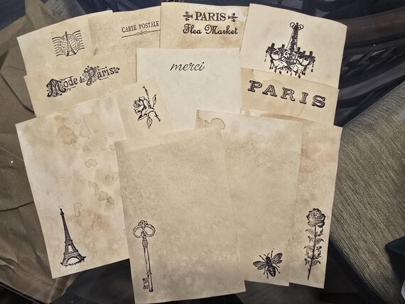 Ephemera tags or cardstock paper, Paris inspired cardstock, junk journal tags, scrapbooking.