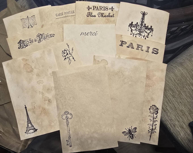Ephemera tags or cardstock paper, Paris inspired cardstock, junk journal tags, scrapbooking.