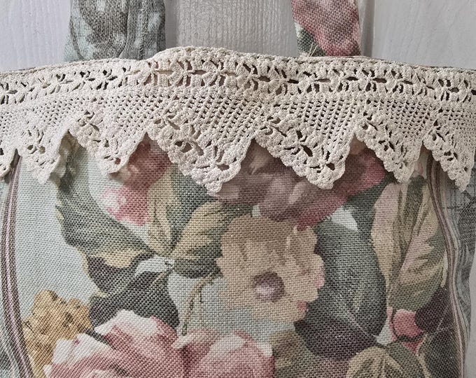 Upholstery handmade tote bag with cosmetic bag