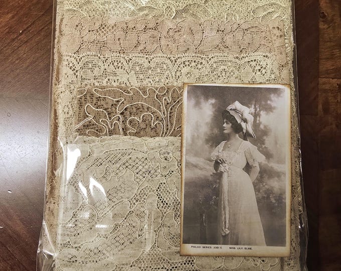 French lace trims, set of 6, scrapbooking, doll making trims, slow stitches, journaling, vintage trims.