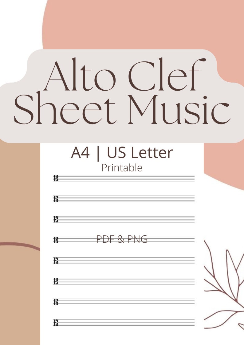 Alto Clef Sheet Music for A4 & Letter. Printable Alto Clef Sheet Music