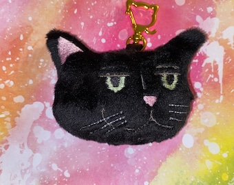 Black Cat Meme Plush Keychain