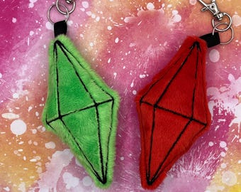 Inspired Plumbob Plush Keychain