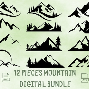Mountain Digital Bundle, Mountain Drawing Svg, Mountain Clipart & Images, Nature Wall Art, Mountain Poster, Mountain Svg,Png,Pdf,Jpeg