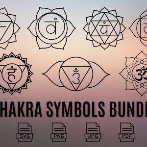 7 Pacote de Símbolos de Chakra Svg, Símbolos Sagrados Svg, Arquivo Digital de Chakras, Meditação de Chakras, Arquivo de Design de Chakras, Sete Chakras Svg Png Jpg Pdf