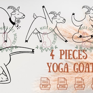 Yoga Goat Bundle Svg, Digital File, Cute Goat Drawing Svg, Animal Lover, Yoga Goat Cut File, Animals Print Svg, Yoga Goat Svg,Png,Pdf,Jpeg