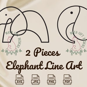 Elephant Line Art Digital Bundle, Digital File, Elephant Drawing Svg, Elephant Print, Clipart & Images, Elephant Line Art Svg,Png,Pdf,Jpeg