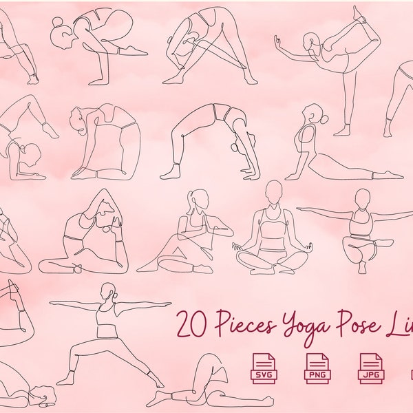 Yoga Pose Line Art Bundle Svg, Digital File, Meditation Line Art Svg, Yoga Position Drawing Svg, Yoga Pose Line Art Svg,Png,Pdf,Jpeg